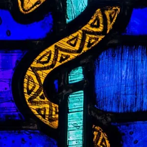 Synagoge glas-in-lood detail slang